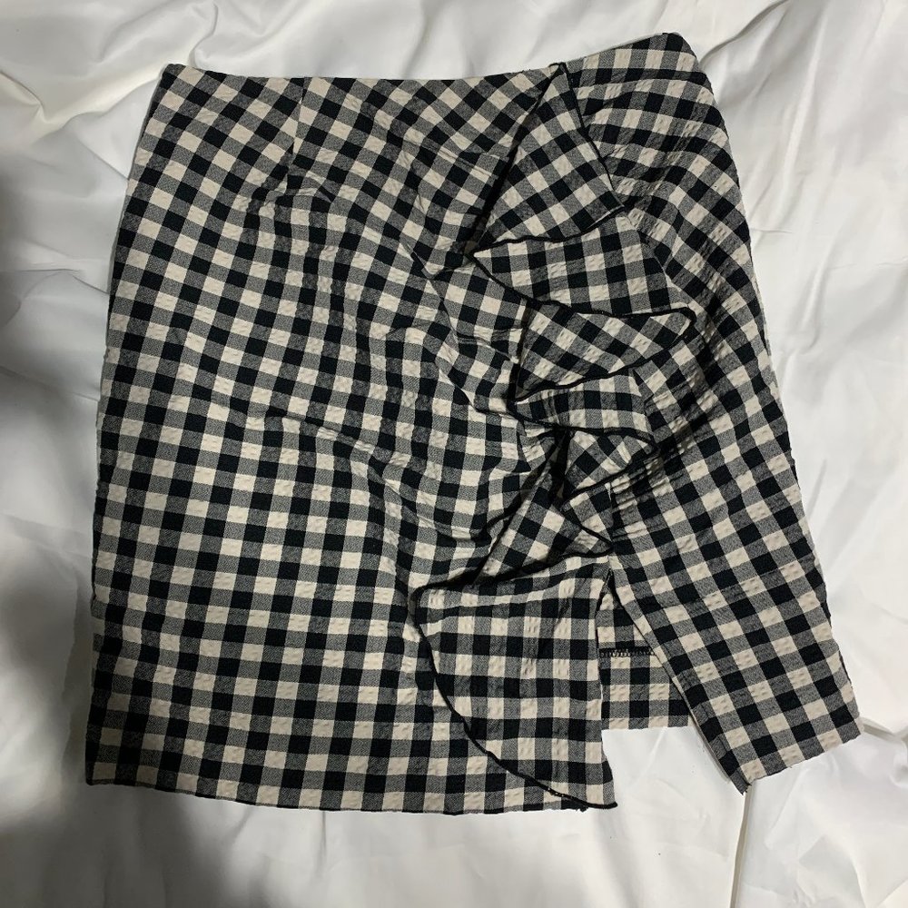 H&M Gingham Skirt with Slit Size 6